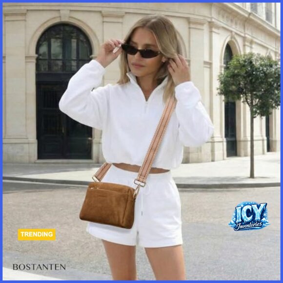 Triple Zip Vegan Leather Crossbody Purse with Guitar Strap - Picture 2 of 7